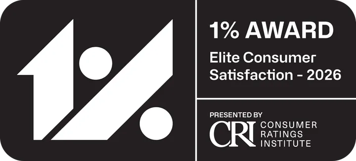Consumer Ratings Institute 1% Award, Elite Consumer Satisfaction 2026